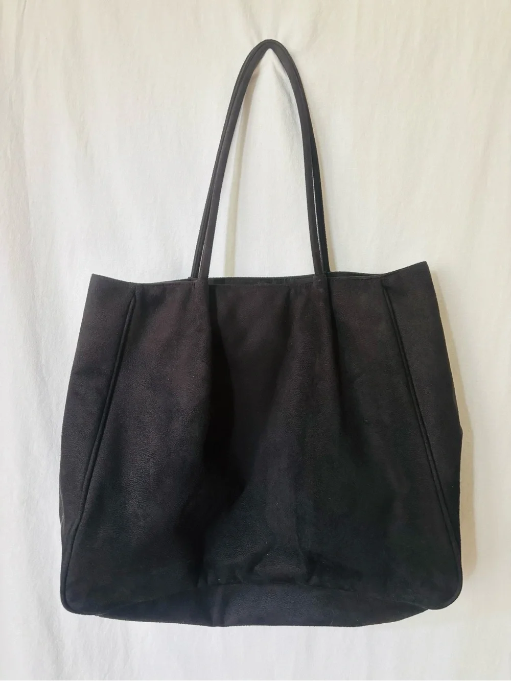 NYC Commuter Tote Plush Black Minimalist Classical Bag